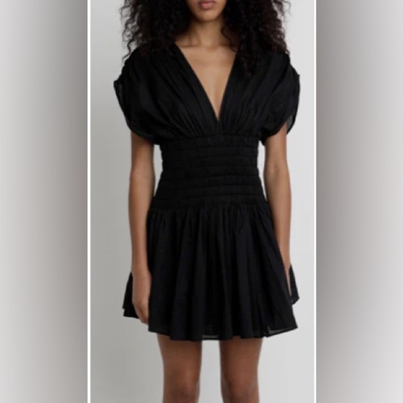 A.L.C. Luna Dress in Black Ruched Pleated Crepe Mini Size Small - Picture 13 of 13